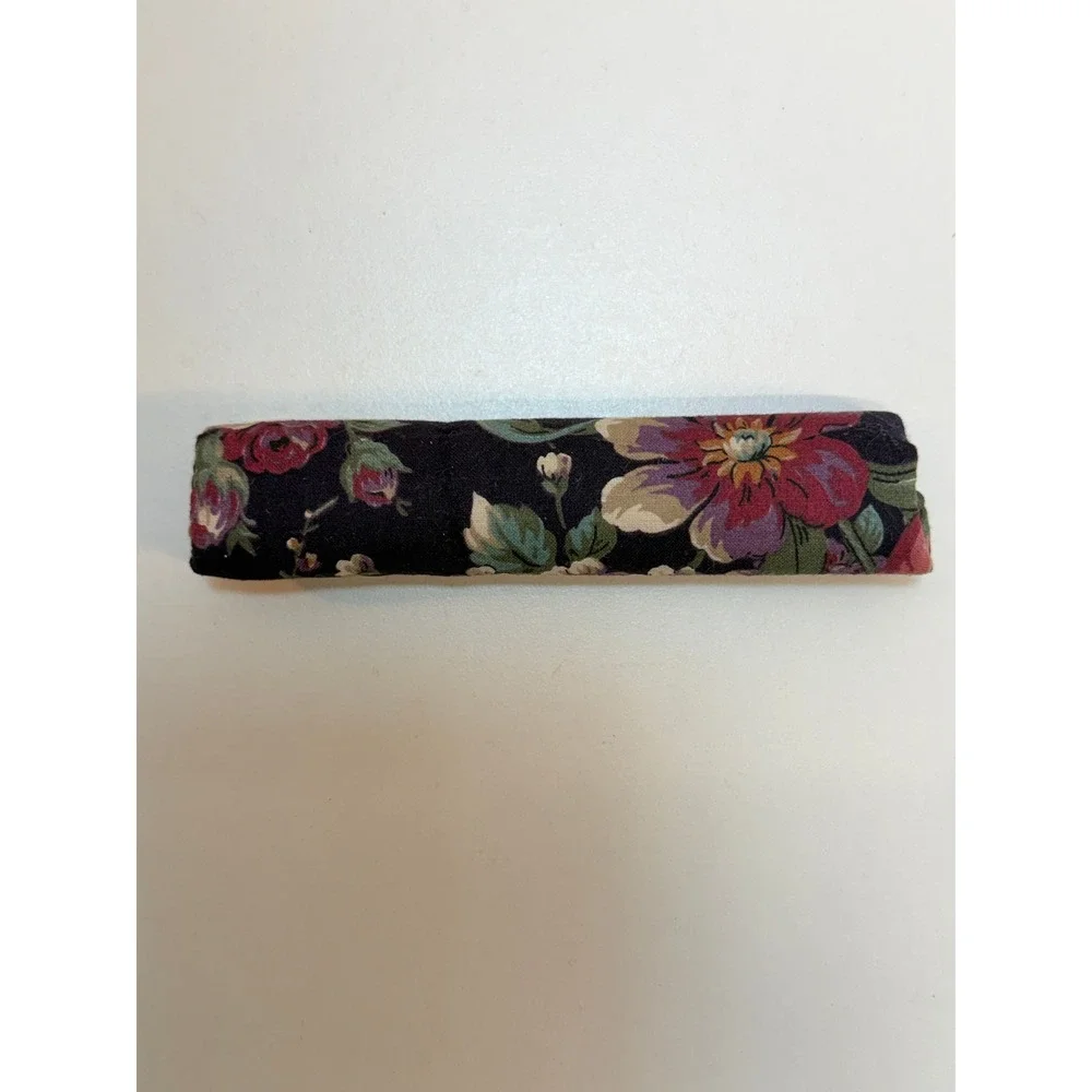 Handmade for Longaberger‎ Basket Floral Pattern Black Handle Gripper Vintage